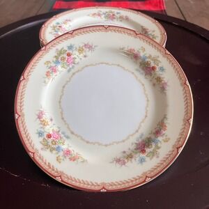 Noritake Georgette 305 Japan Set of 6 Salad Dessert Plates Floral Gold Rim